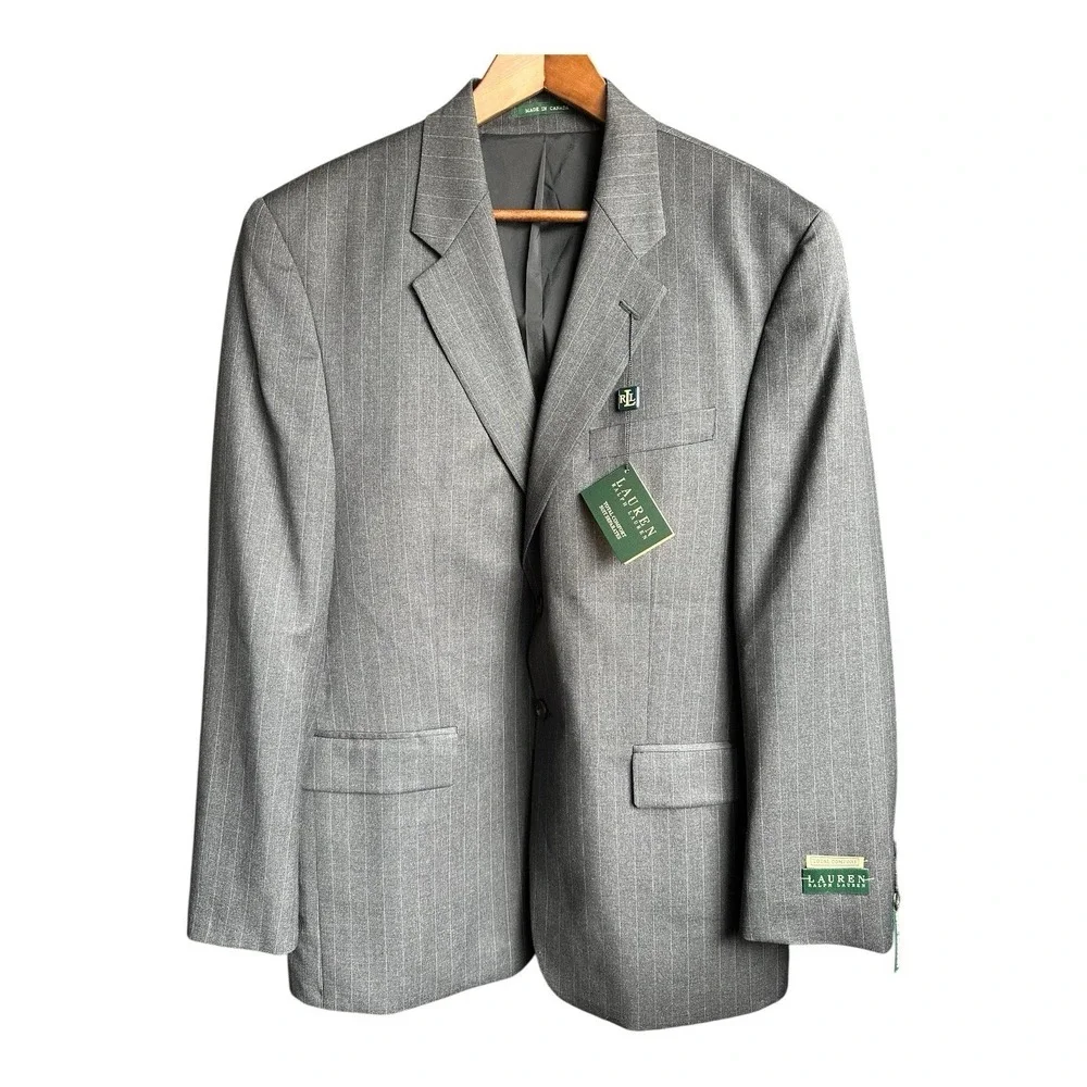 Ralph Lauren Men Total Comfort Suit Separates Jacket Gray Stripe Wool 42Reg $325